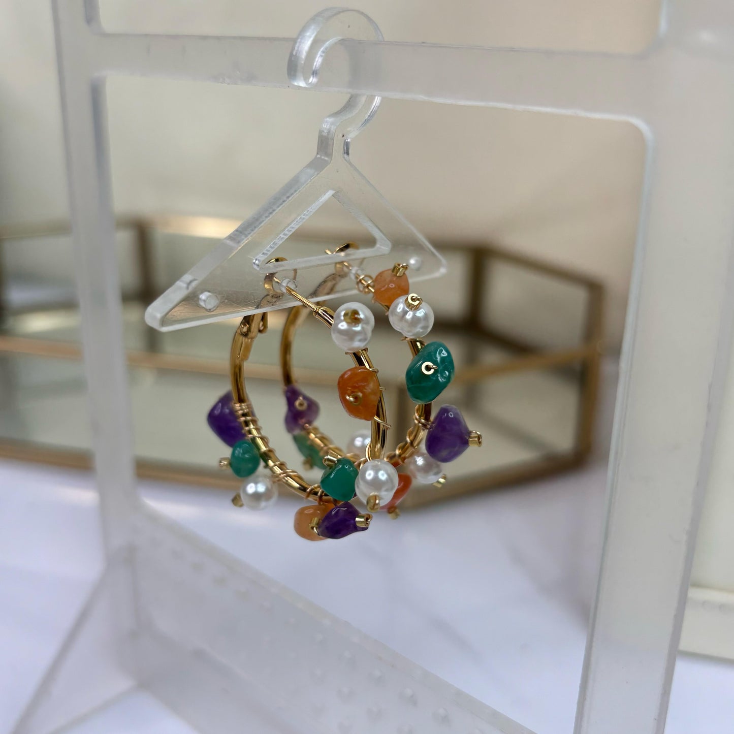 Miami Beach Stones Hoop Earrings