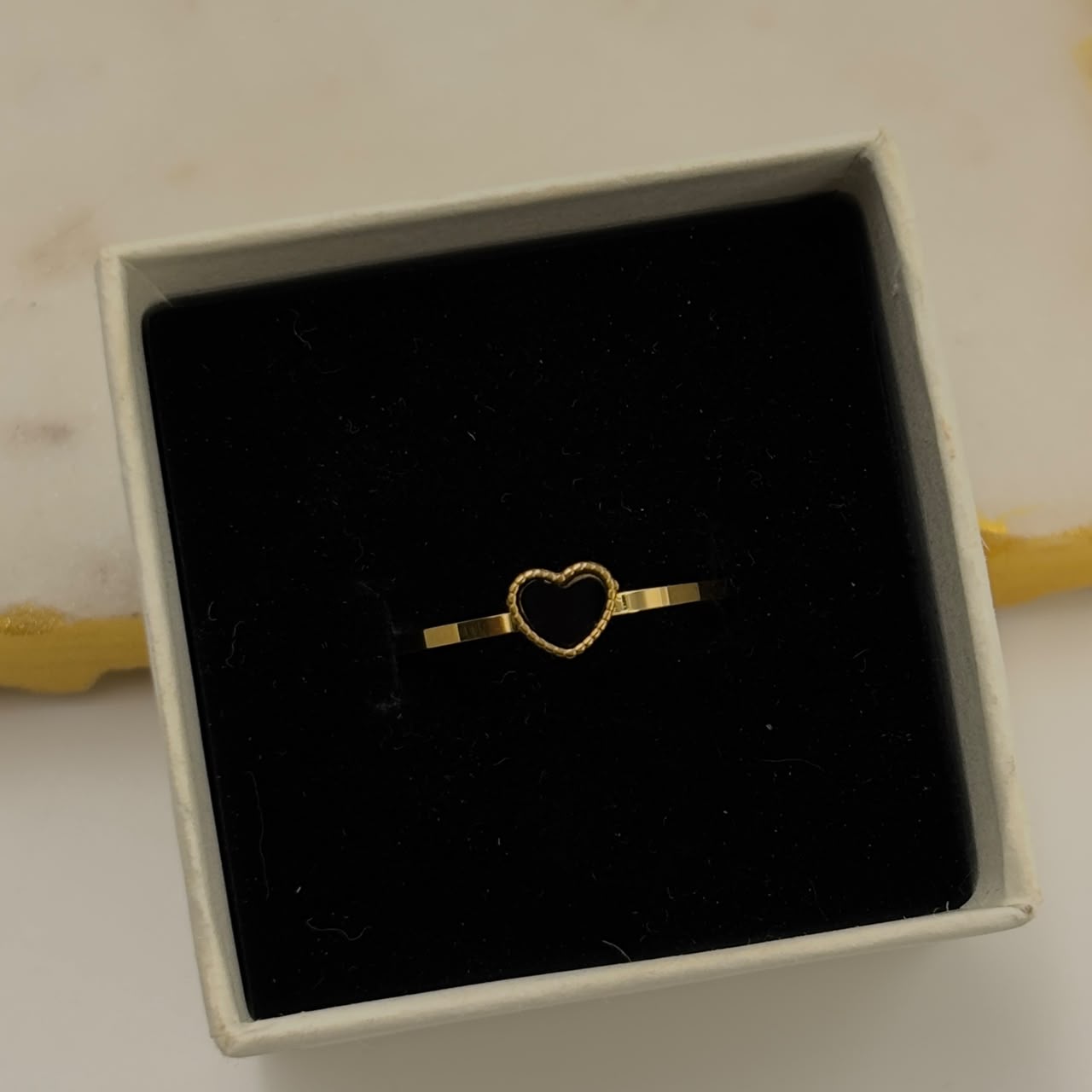 Black Heart Minimal Ring