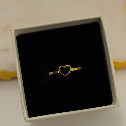 Black Heart Minimal Ring
