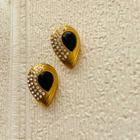 Black Drop Bling Earrings