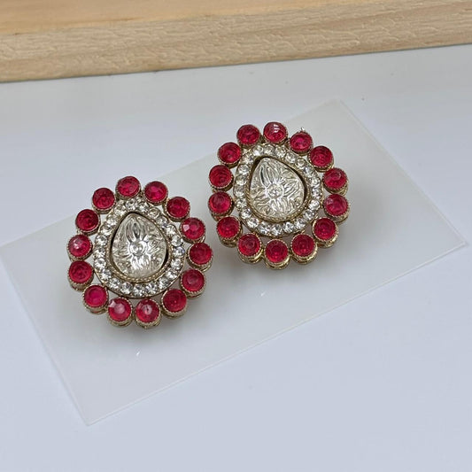 Noor Moisanite Stud Earrings (Red)