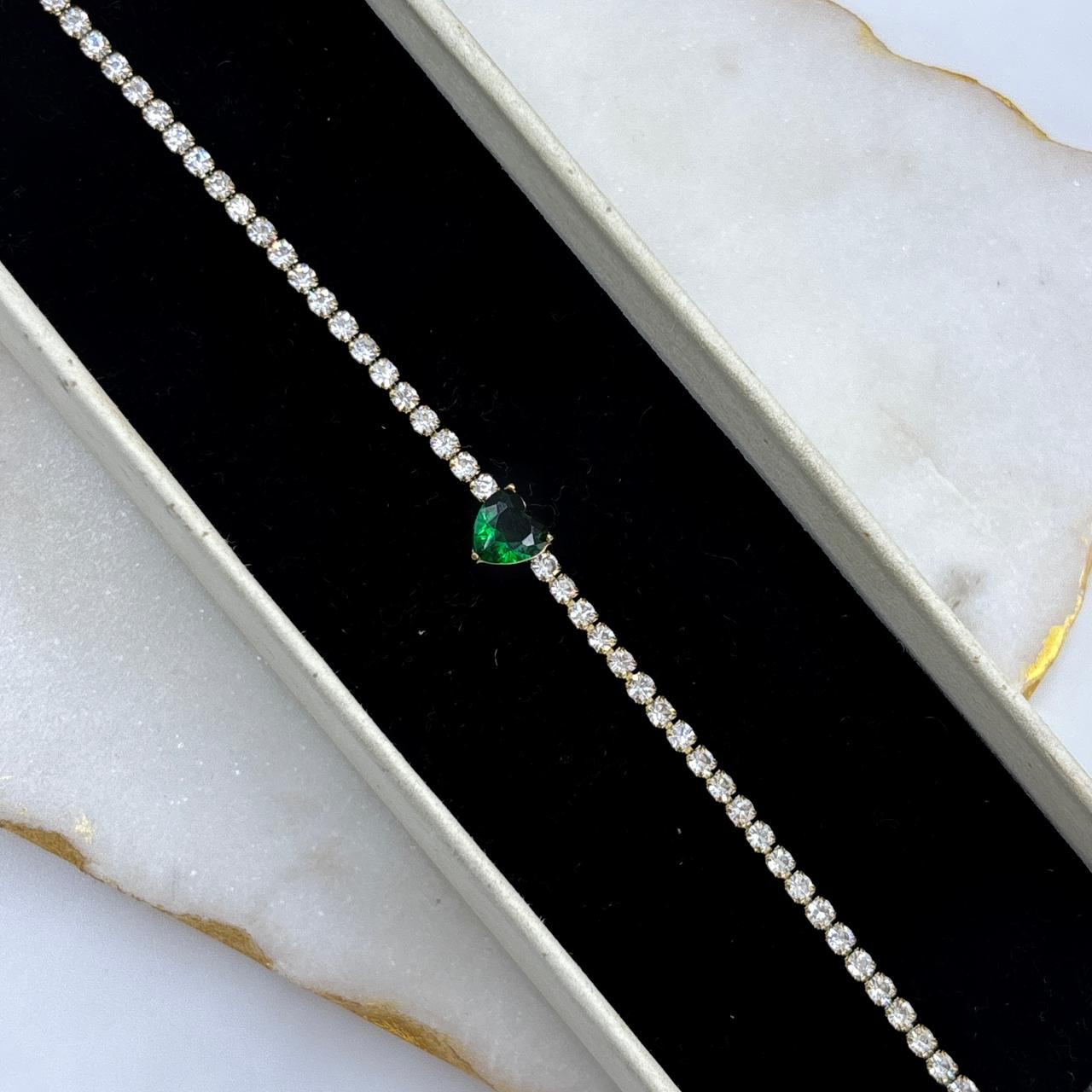 Emerald Heart Tennis Bracelet