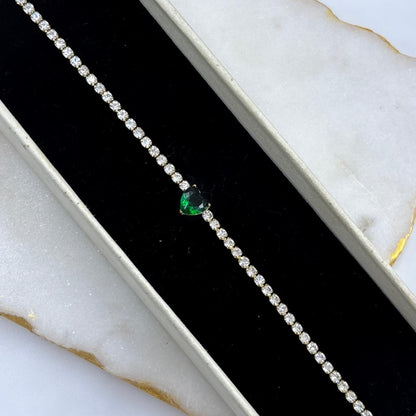 Emerald Heart Tennis Bracelet