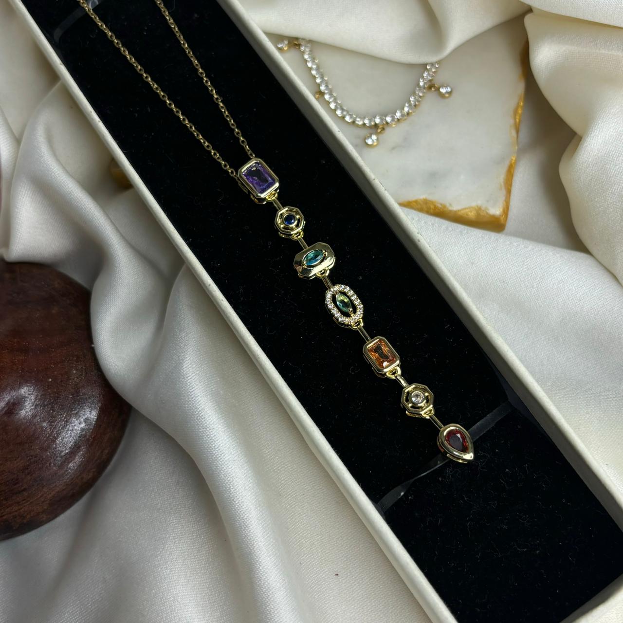 Bejewelled Necklace 02 (Gold -Multi Color)