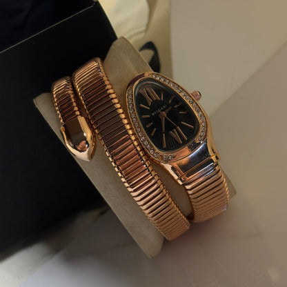 Bvlgari Serpant Watch (Rose Gold - Black)