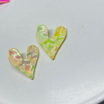 Holographic Colored Heart Earrings