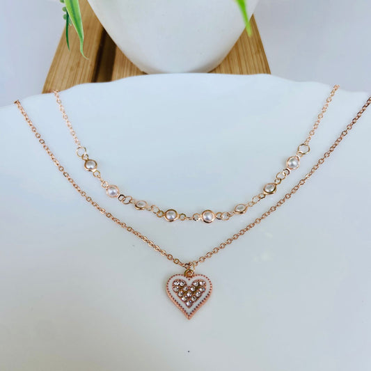 Pearl Heart Studded Necklace