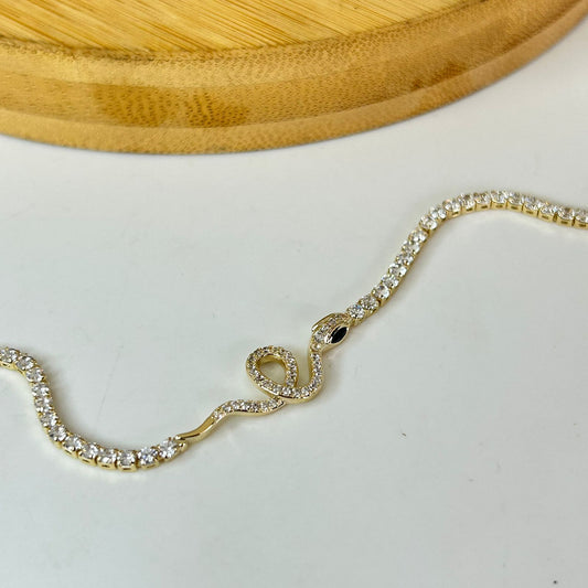 Gold Serpent Tennis Bracelet