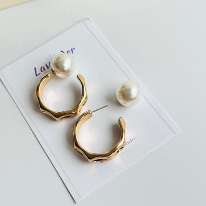 2 in 1 Round Pearl Hoops