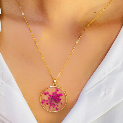 Pink Blossom Resin Necklace