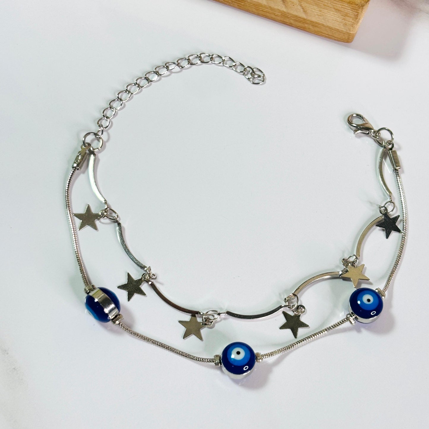 Evil Eye Star Layered  Bracelet (Silver)