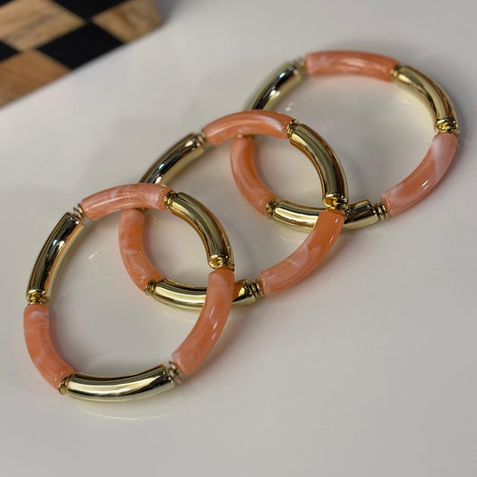 Peachy Brownie Bamboo Stretchable Bracelets (Stack of 3)