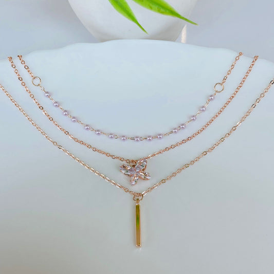 Pearl Butterfly Layered Necklace