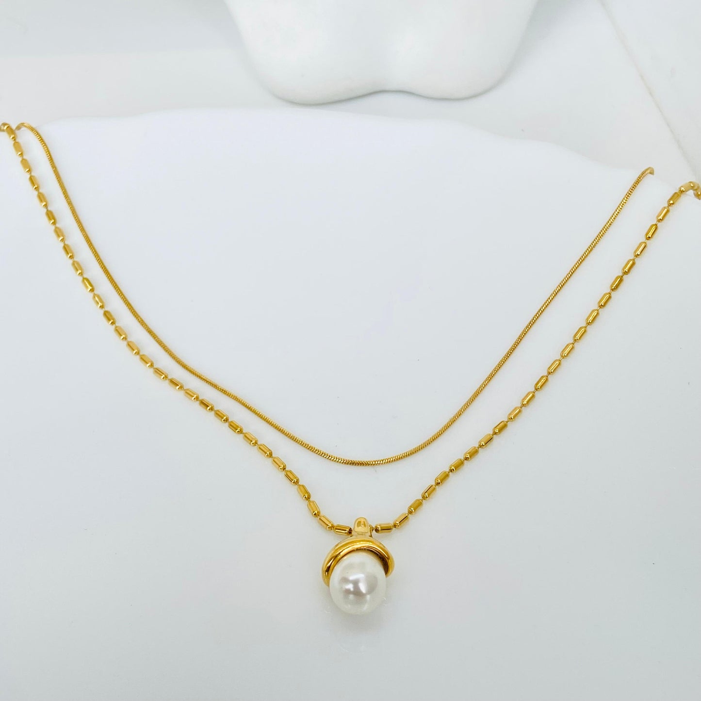 Drop Pearl Layered Necklace