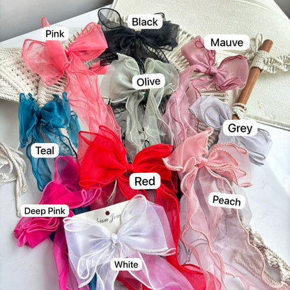 Organza Frill Hair Bow Clips