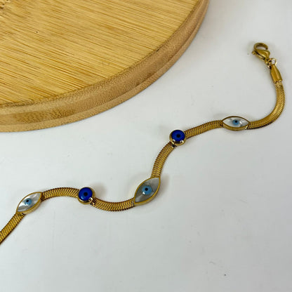 Gold Evil Eye Chain Bracelet