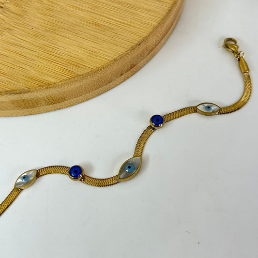 Gold Evil Eye Chain Bracelet