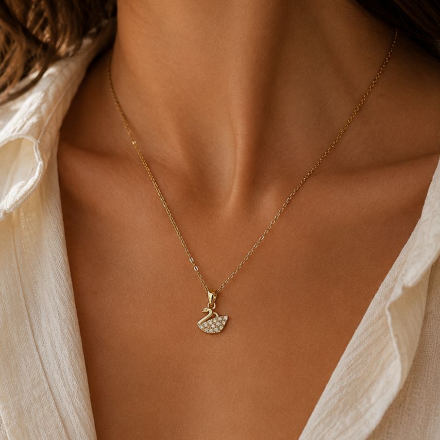Dainty Swan Necklace ( Gold )
