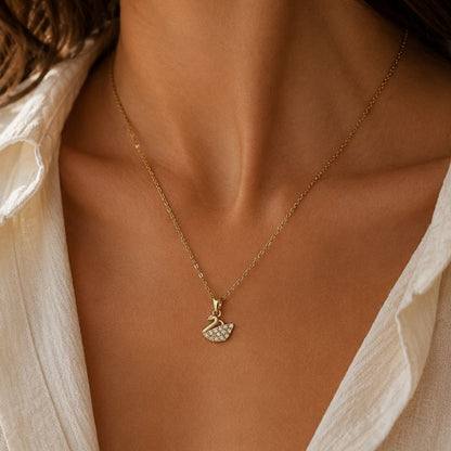 Dainty Swan Necklace ( Gold )