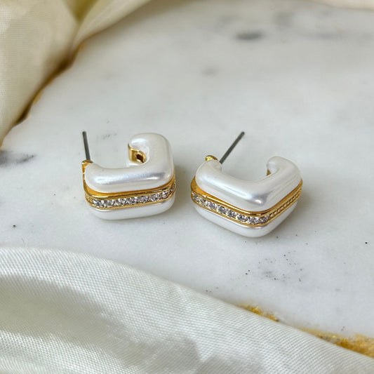 Glossy White Earrings