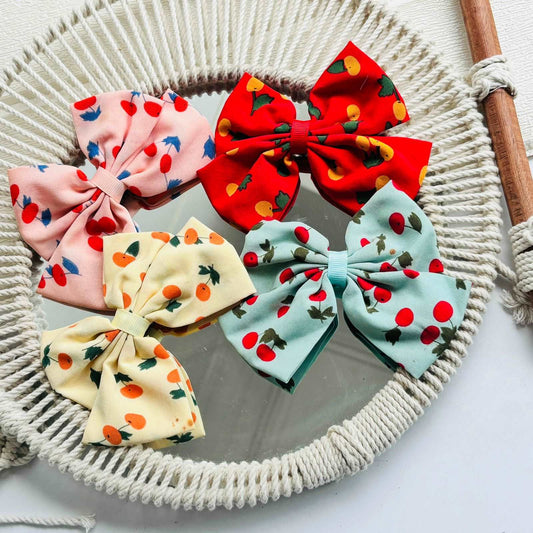 Cherry Bow Clips