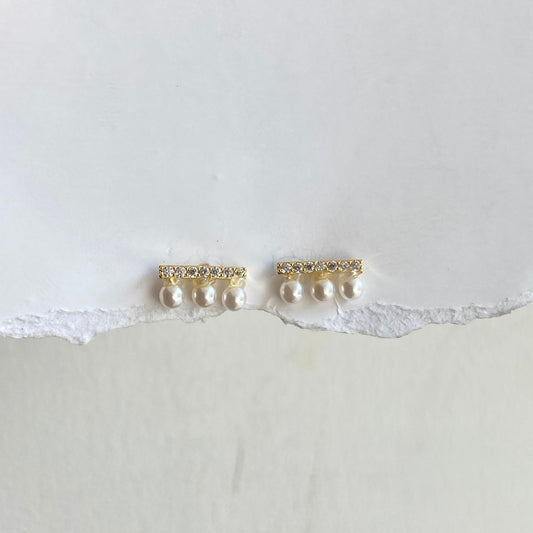 Pearl Drop Bar Earrings