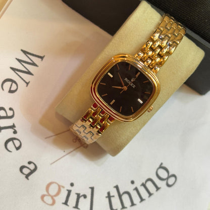 Rolex Square Dial Watch (Emerald - Rose Gold)