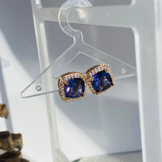 Violet Embelished Solitaire Studs