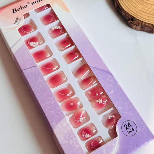 032 Embellished Gel Stick On Nails (Pack of24)