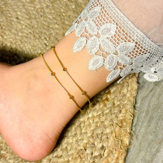 Gold Ball Layered Anklet