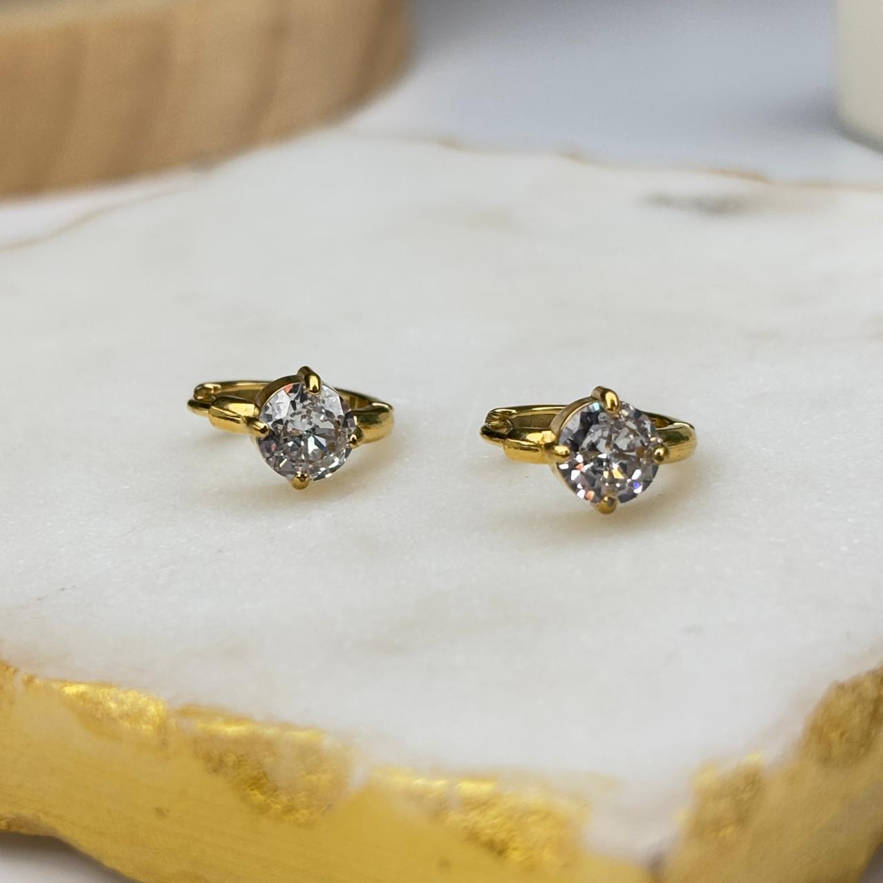 Aster Mini Solitaire Hoop Earrings