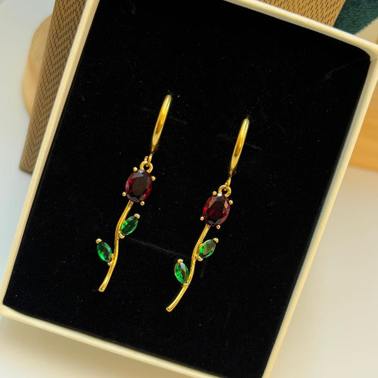Tulip Cinderella  Earrings (Green-red)
