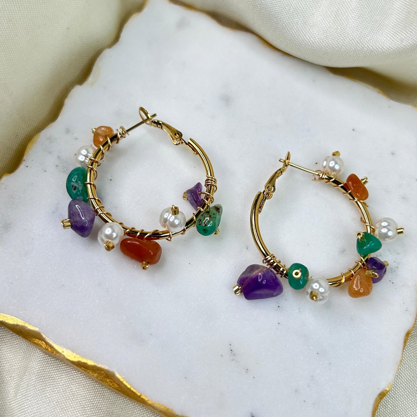 Miami Beach Stones Hoop Earrings