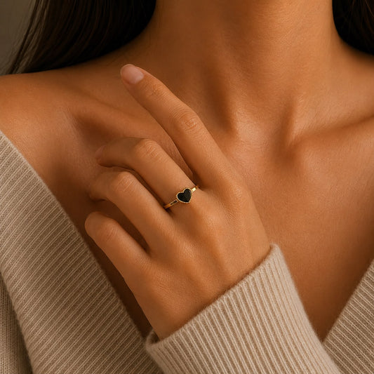 Black Heart Minimal Ring
