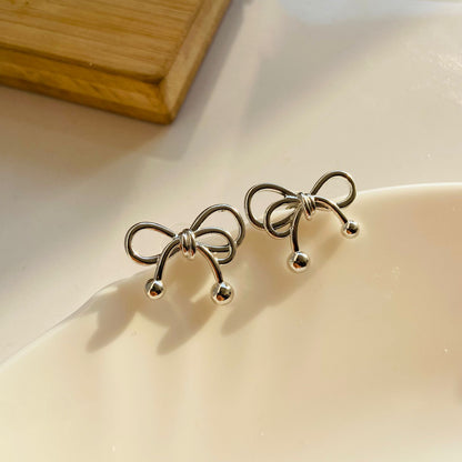 Silver Bow Earrings