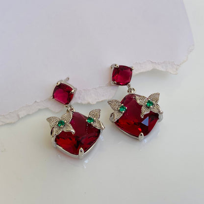 Diva Luxe Statement Earrings (Ruby )