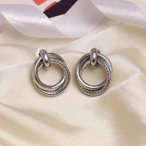 Silver Loops Statement Earrings