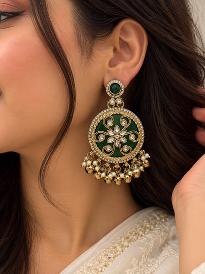 Sunehri Earrings ( Emerald )