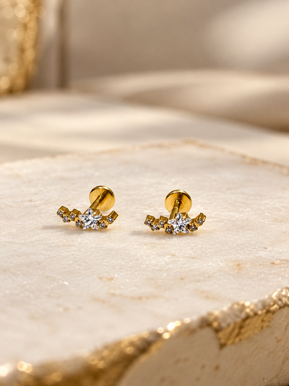925 Silver Titanium Steel Flatback Studs