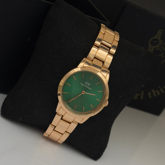 DW Rose Gold Emerald Watch (28 MM)