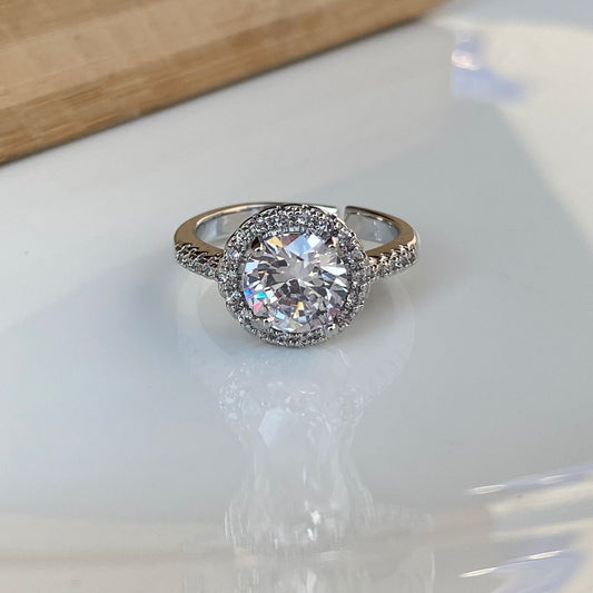 White Round Solitaire Ring