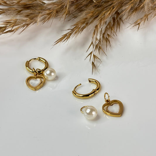 Detachable Heart Pearlie Hoops