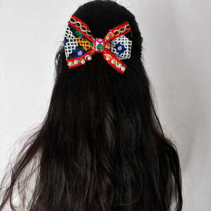 Navratri Pearl Bow Clips