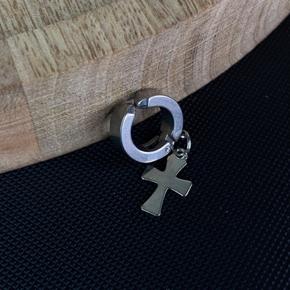 Cross #3 Men's Earring (Non-piercing)