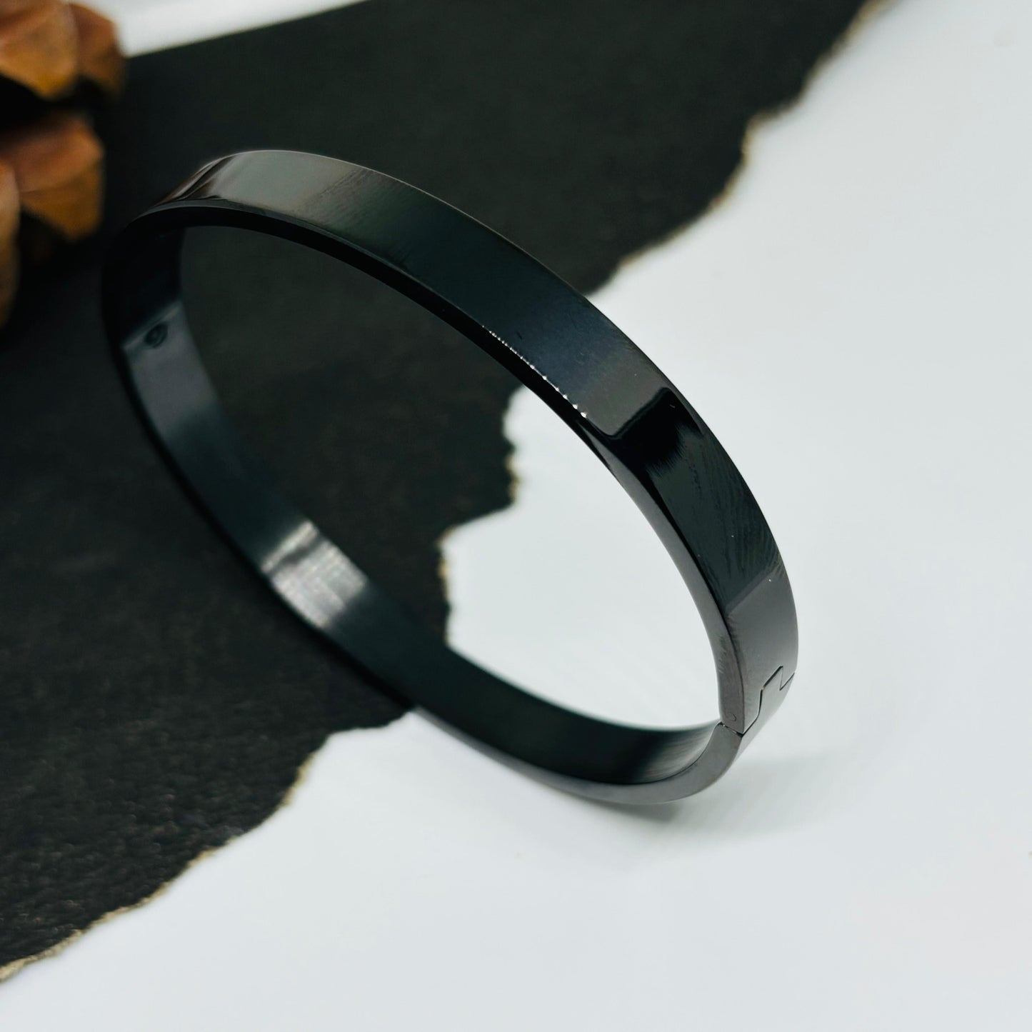 Plain Black Men's Cuff Bracelet