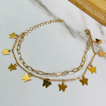 Butterfly Charm Link Chain Bracelet