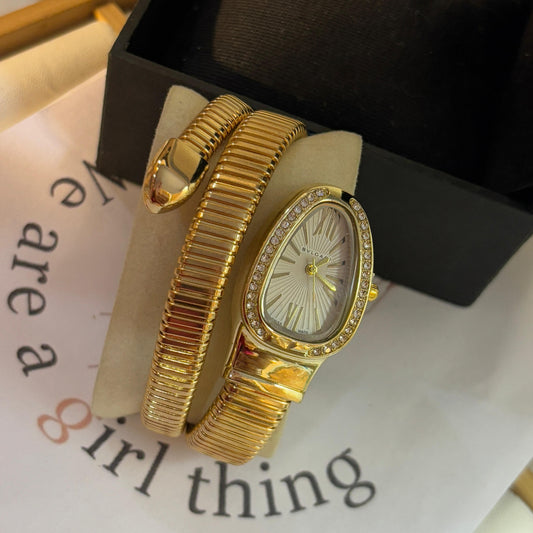 Bvlgari Serpant Watch (lWhite - Gold )