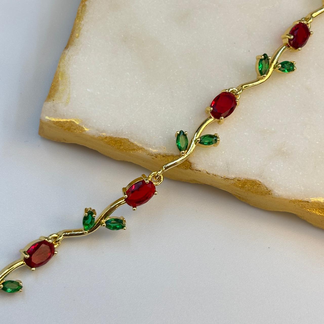Red Tulip Cinderella Bracelet ( Gold )