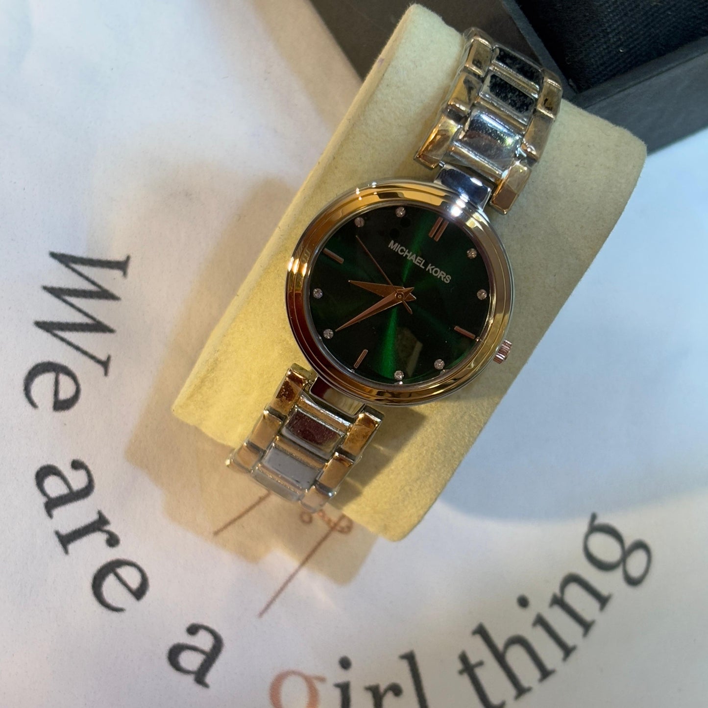 MK Dual Tone Green Watch