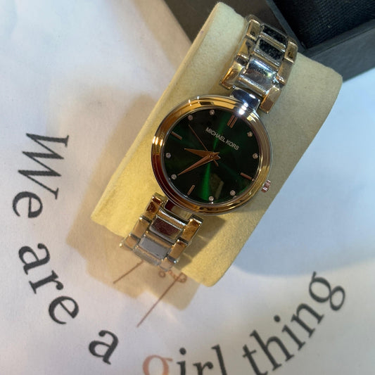 MK Dual Tone Green Watch